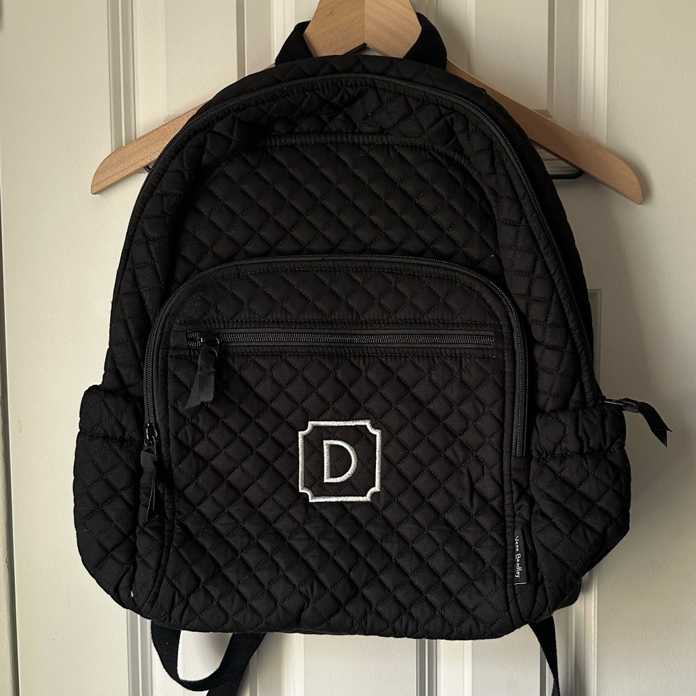 Vera Bradley Monogrammed "D" Campus Black Backpack